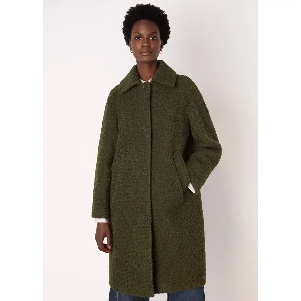 Whistles Khaki Romy Boucle Coat